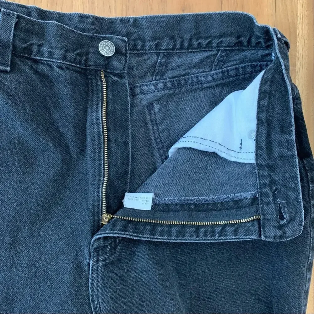 Vintage Lee Jeans 14 Long Black Tapered High Waist Union Made